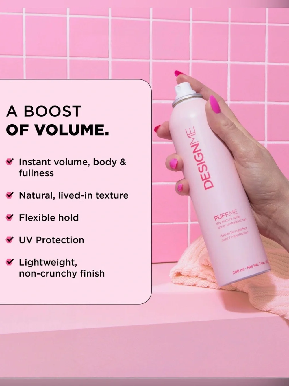 Puff Me Dry Texture Spray in Light Pink